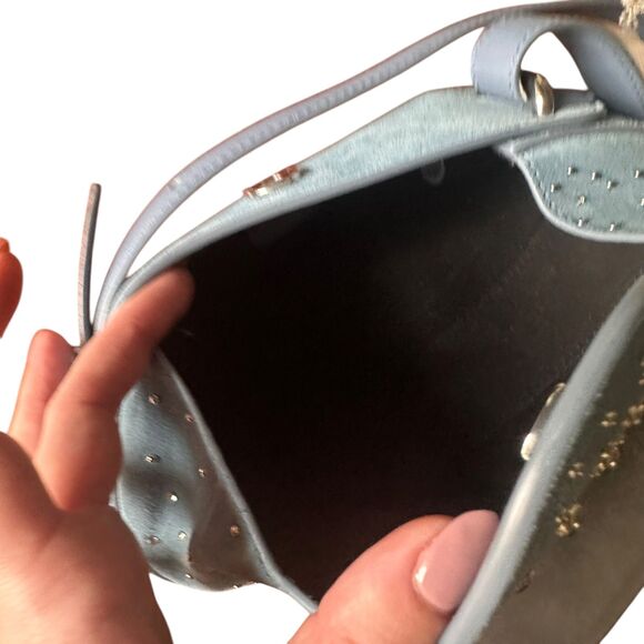 YUZEFI Dinner Roll Studded Handle Bag Light Blue NWOT - Picture 3 of 7